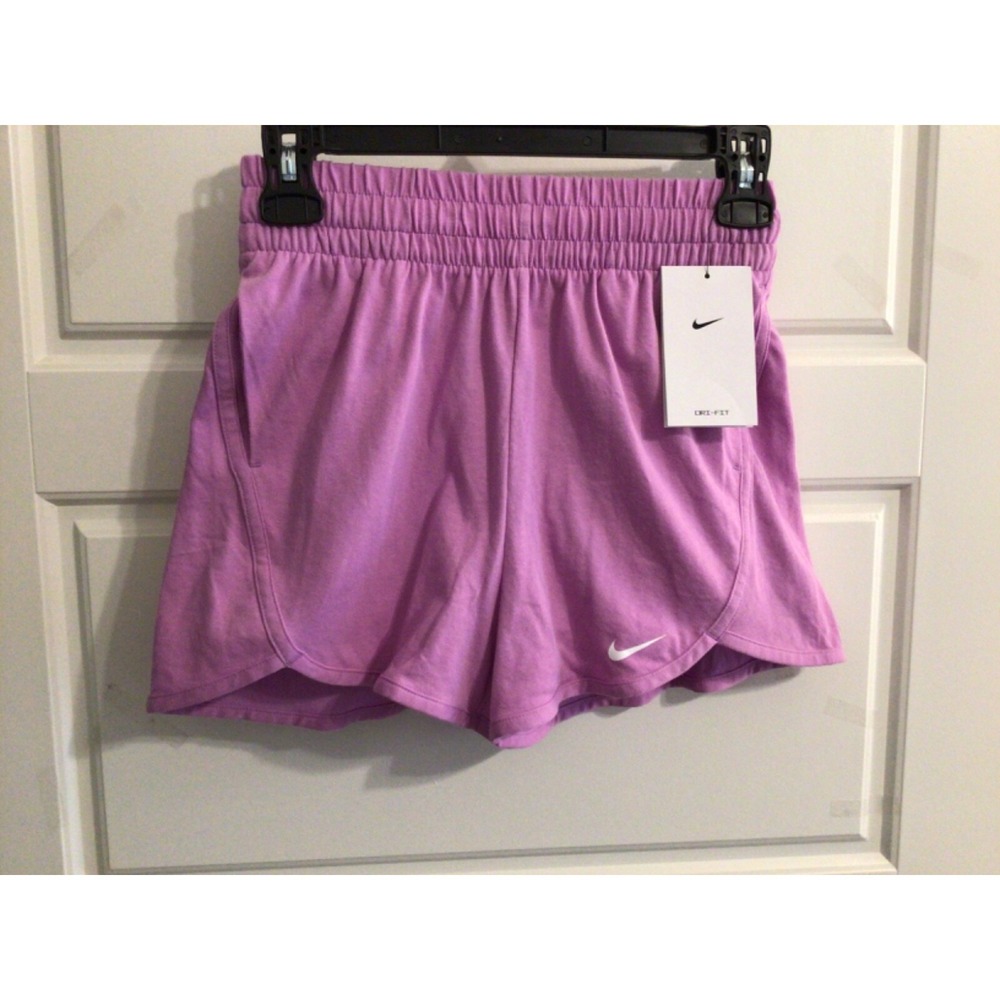 Nike Big Kids' Dri-FIT Breezy High-Waisted Training Shorts SZ M Purple DX4965